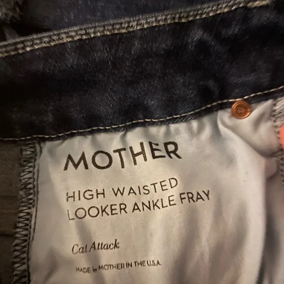 MOTHER jeans high waisted looker ankle fray cat attack size 28 - Picture 6 of 10